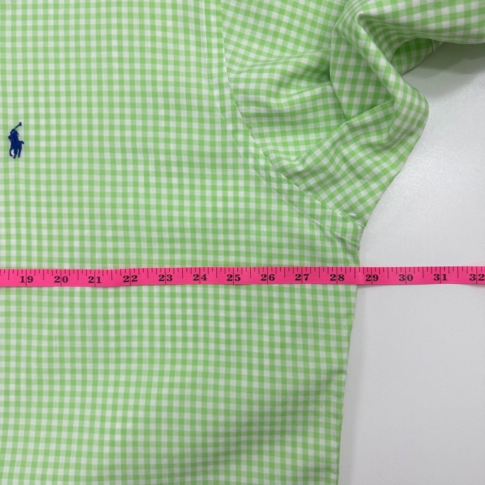 Ralph Lauren Golf Shirt Mens XL Green Gingham Tilden Cotton Button Down Preppy - Picture 5 of 7